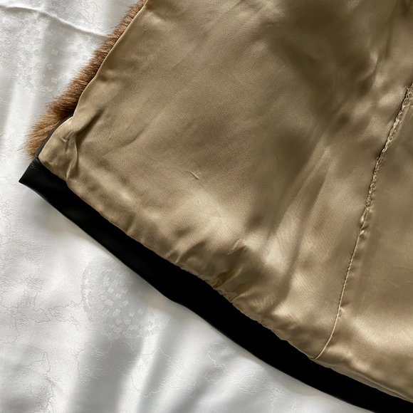 Vintage Zara Woman Faux Mink Fur Vest with Faux Leather Trim - Picture 10 of 15